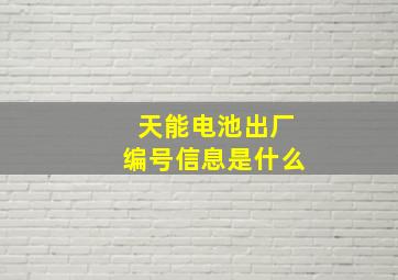 天能电池出厂编号信息是什么