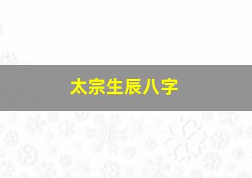 太宗生辰八字