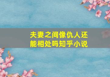 夫妻之间像仇人还能相处吗知乎小说