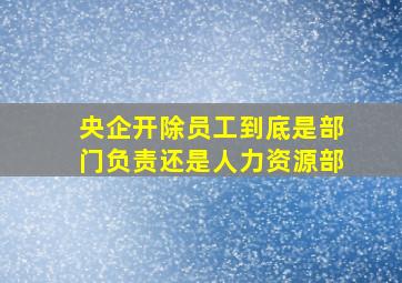 央企开除员工到底是部门负责还是人力资源部