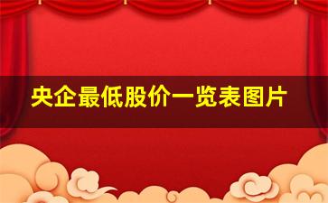 央企最低股价一览表图片