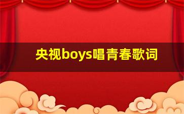 央视boys唱青春歌词