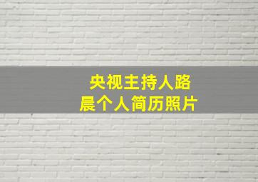 央视主持人路晨个人简历照片