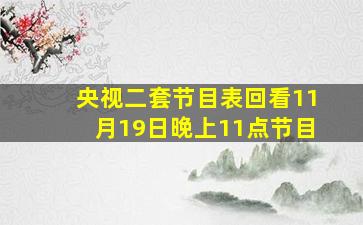 央视二套节目表回看11月19日晚上11点节目