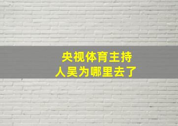 央视体育主持人吴为哪里去了