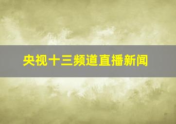 央视十三频道直播新闻