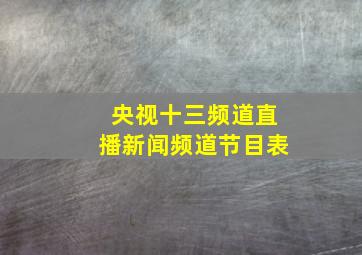 央视十三频道直播新闻频道节目表