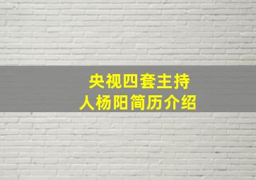 央视四套主持人杨阳简历介绍