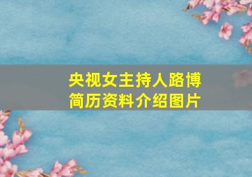 央视女主持人路博简历资料介绍图片