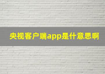 央视客户端app是什意思啊