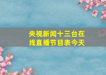 央视新闻十三台在线直播节目表今天