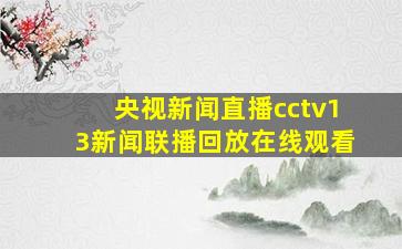 央视新闻直播cctv13新闻联播回放在线观看