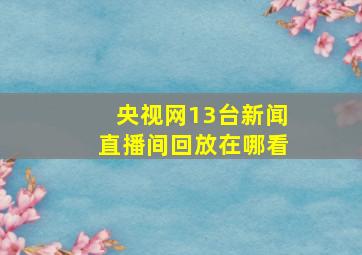 央视网13台新闻直播间回放在哪看