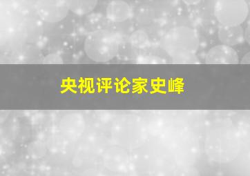 央视评论家史峰