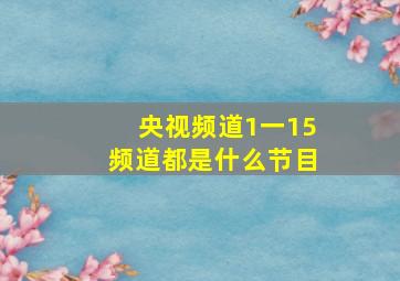 央视频道1一15频道都是什么节目