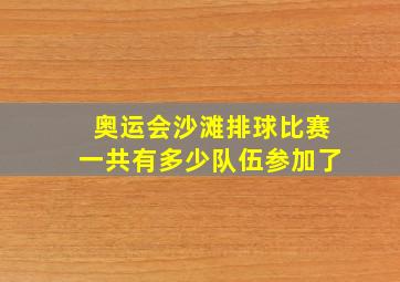 奥运会沙滩排球比赛一共有多少队伍参加了