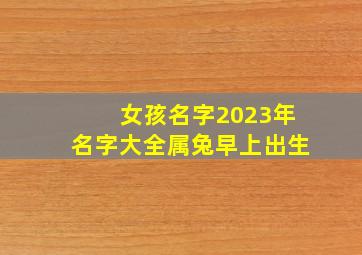 女孩名字2023年名字大全属兔早上出生