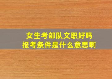 女生考部队文职好吗报考条件是什么意思啊