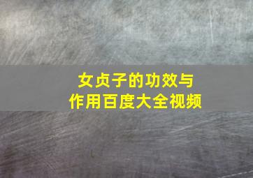 女贞子的功效与作用百度大全视频