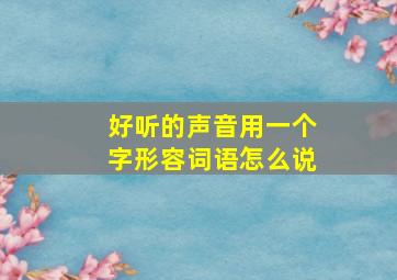 好听的声音用一个字形容词语怎么说