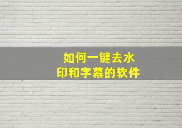 如何一键去水印和字幕的软件