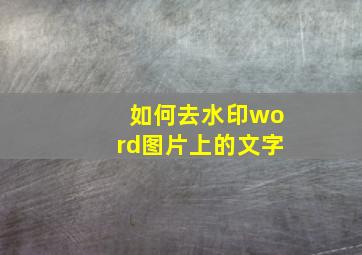 如何去水印word图片上的文字