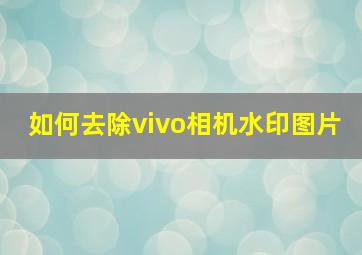 如何去除vivo相机水印图片