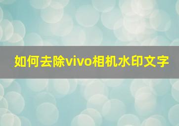 如何去除vivo相机水印文字