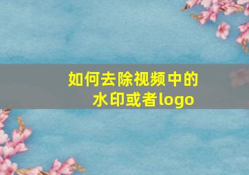 如何去除视频中的水印或者logo