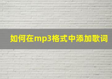 如何在mp3格式中添加歌词