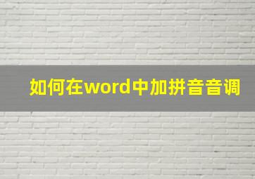 如何在word中加拼音音调