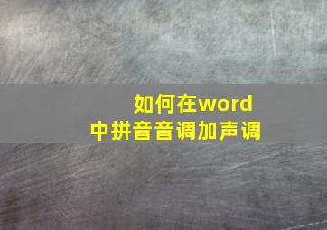 如何在word中拼音音调加声调