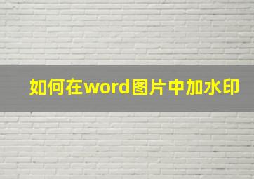 如何在word图片中加水印