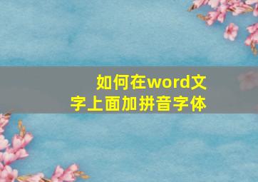 如何在word文字上面加拼音字体