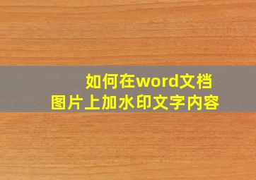 如何在word文档图片上加水印文字内容