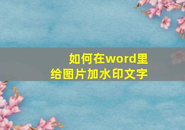 如何在word里给图片加水印文字