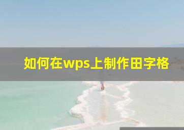 如何在wps上制作田字格