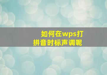 如何在wps打拼音时标声调呢