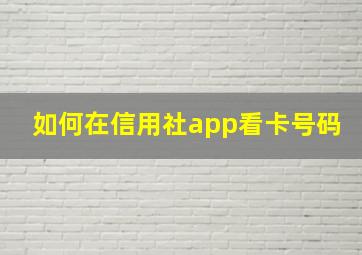 如何在信用社app看卡号码