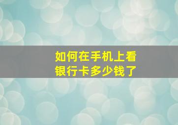 如何在手机上看银行卡多少钱了