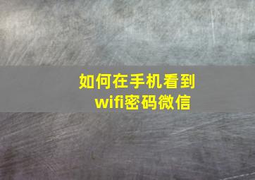 如何在手机看到wifi密码微信