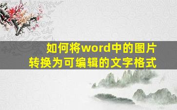 如何将word中的图片转换为可编辑的文字格式