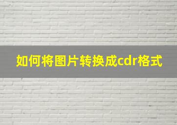 如何将图片转换成cdr格式