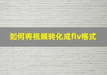 如何将视频转化成flv格式