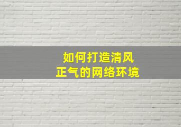 如何打造清风正气的网络环境