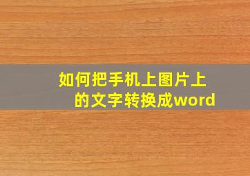 如何把手机上图片上的文字转换成word