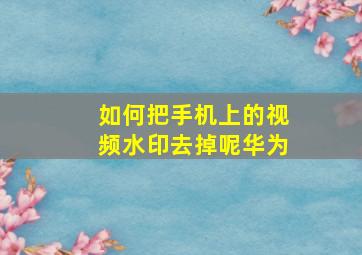 如何把手机上的视频水印去掉呢华为