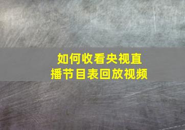 如何收看央视直播节目表回放视频