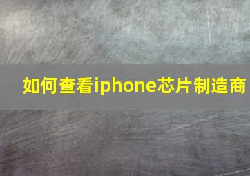 如何查看iphone芯片制造商