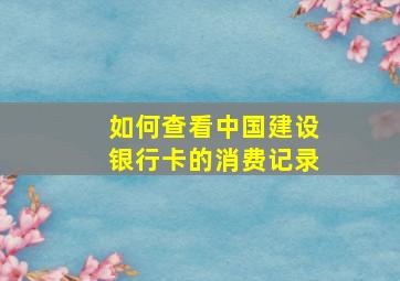 如何查看中国建设银行卡的消费记录